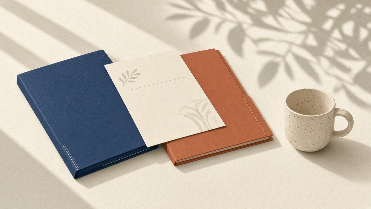 Still life: two different folders and one shared page. No people.